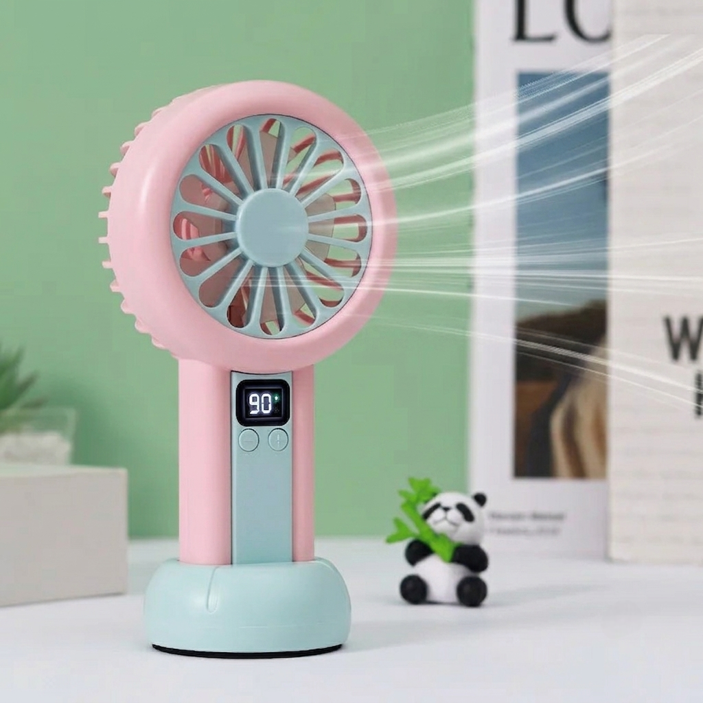 LED Digital Display Rechargeable Mini Fan – Portable USB Handheld Fan with 100-Speed Control, Real-Time Battery Indicator | Random Color - Image 3