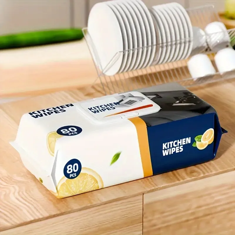 Kitchen Wipes – Pack of 80 Pieces, Multipurpose Cleaning Wipes for Home and Kitchen Use -Soft and durable material for effective cleaning - Image 3