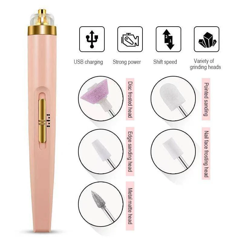 5 IN 1 Professional Manicure Nail | Salon Nail Finishing Touch | Nail Grinding, Burnishing Machine | Full Manicure and Pedicure Tool - Random Color