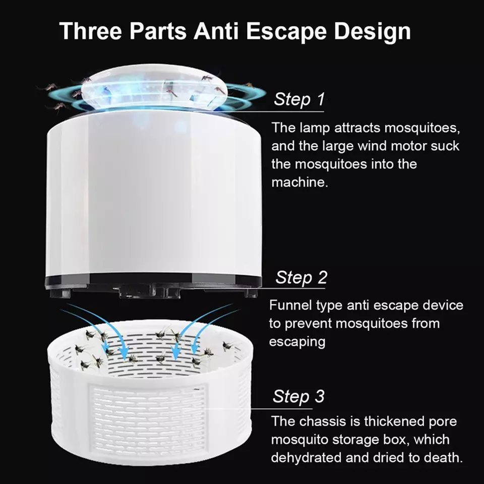 Mosquito Trap with Killer Lamp | Eco Friendly Chemical Free USB Connected UV LED Light Fly Bug Di-Speller with Suction Fan Repellent Lamp (Random color) - Image 5
