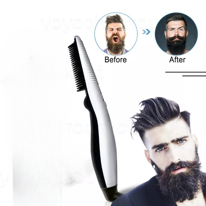 Rechargeable Hair Curler Beard Shawl Comb Multi functional Hair Straightener Comb Brush - Imported - Image 2